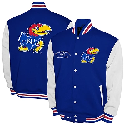 Men's Franchise Club Royal Kansas Jayhawks Fleece Varsity Full-Snap Jacket