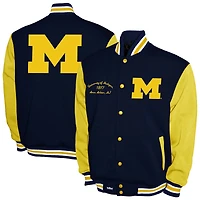 Men's Franchise Club Navy Michigan Wolverines Fleece Varsity Full-Snap Jacket