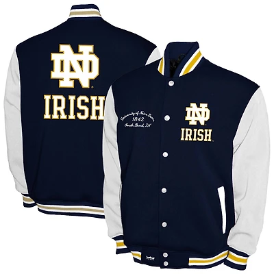 Men's Franchise Club Navy Notre Dame Fighting Irish Fleece Varsity Full-Snap Jacket