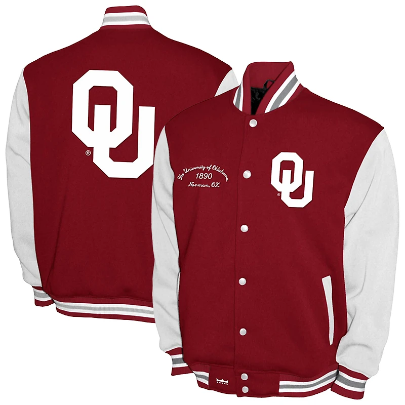 Men's Franchise Club Crimson Oklahoma Sooners Fleece Varsity Full-Snap Jacket