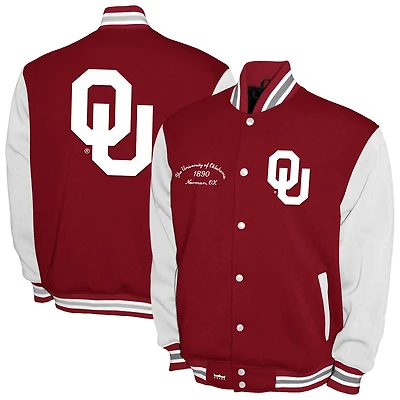 Men's Franchise Club Crimson Oklahoma Sooners Fleece Varsity Full-Snap Jacket