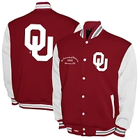 Men's Franchise Club Crimson Oklahoma Sooners Fleece Varsity Full-Snap Jacket