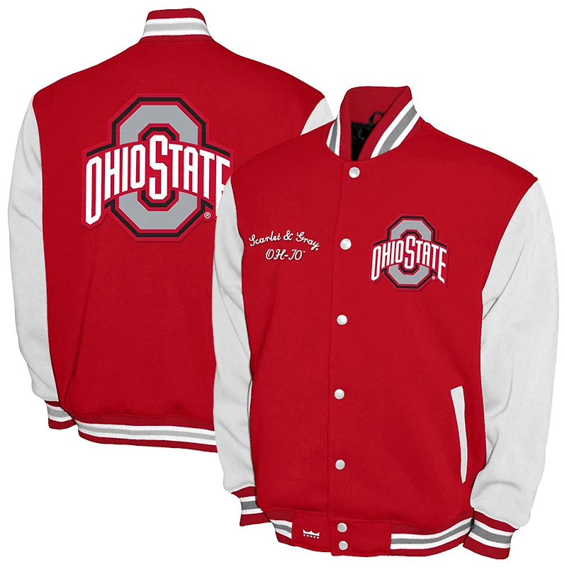 Men's Franchise Club Scarlet Ohio State Buckeyes Fleece Varsity Full-Snap Jacket