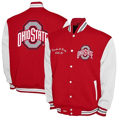 Men's Franchise Club Scarlet Ohio State Buckeyes Fleece Varsity Full-Snap Jacket