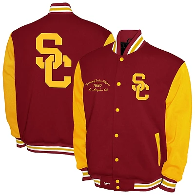 Men's Franchise Club Cardinal USC Trojans Fleece Varsity Full-Snap Jacket