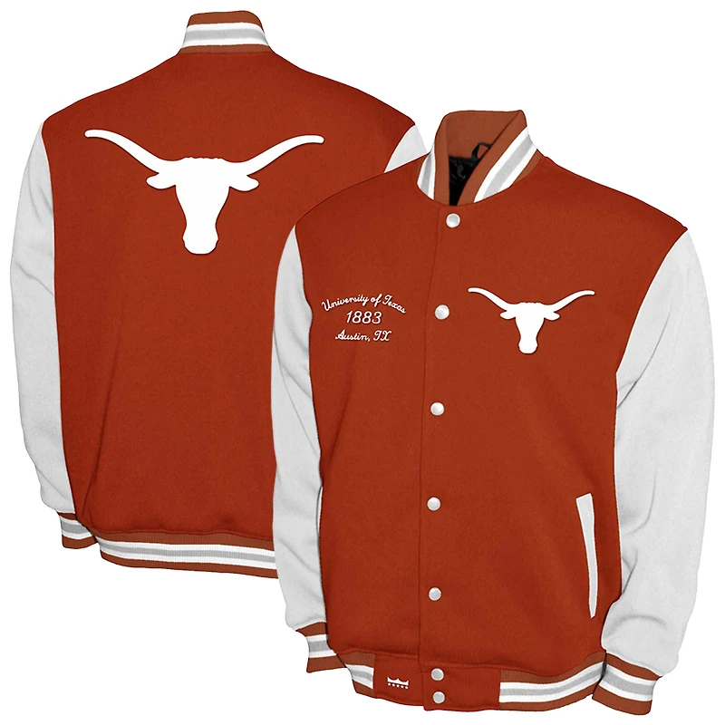 Men's Franchise Club Texas Orange Longhorns Fleece Varsity Full-Snap Jacket