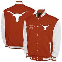 Men's Franchise Club Texas Orange Longhorns Fleece Varsity Full-Snap Jacket