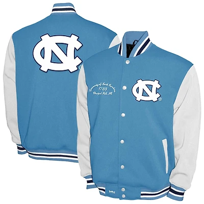 Men's Franchise Club Carolina Blue North Carolina Tar Heels Fleece Varsity Full-Snap Jacket