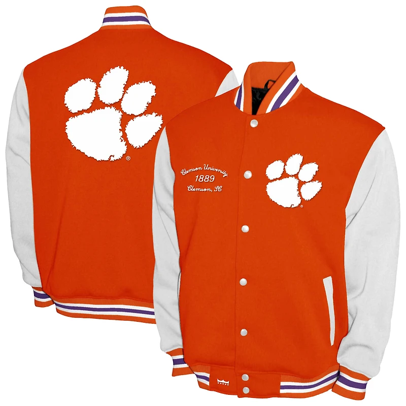 Men's Franchise Club Orange Clemson Tigers Fleece Varsity Full-Snap Jacket