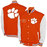 Men's Franchise Club Orange Clemson Tigers Fleece Varsity Full-Snap Jacket