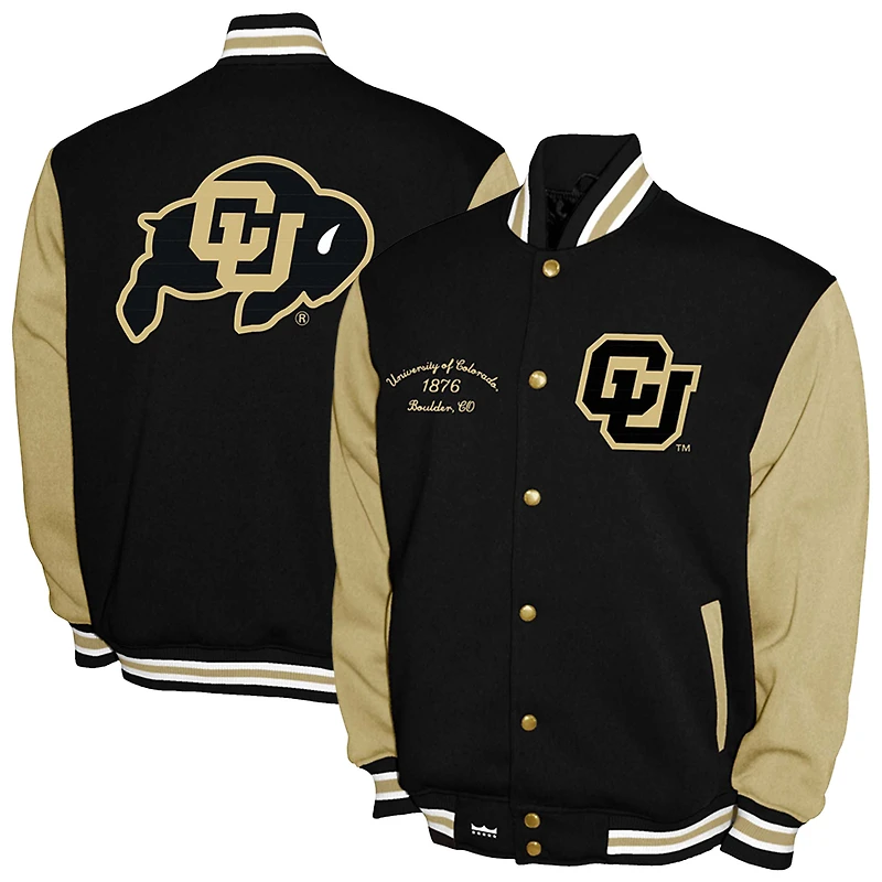 Men's Franchise Club Black Colorado Buffaloes Fleece Varsity Full-Snap Jacket