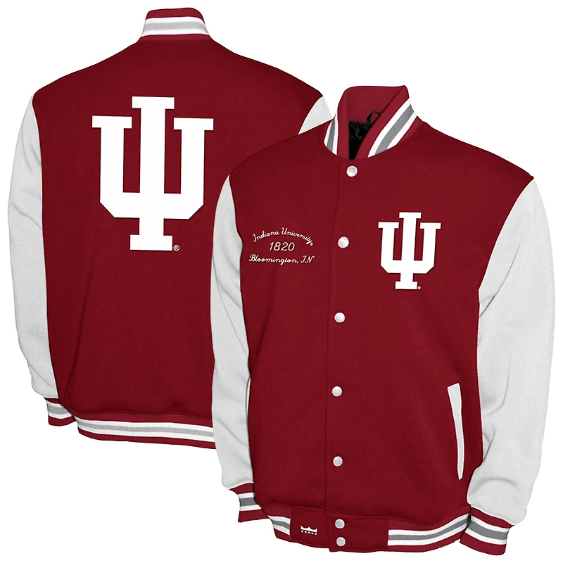Men's Franchise Club Crimson Indiana Hoosiers Fleece Varsity Full-Snap Jacket