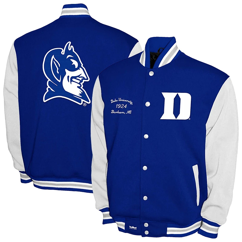 Men's Franchise Club Royal Duke Blue Devils Fleece Varsity Full-Snap Jacket