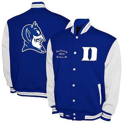 Men's Franchise Club Royal Duke Blue Devils Fleece Varsity Full-Snap Jacket