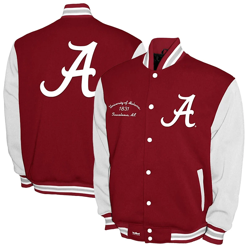 Men's Franchise Club Crimson Alabama Tide Fleece Varsity Full-Snap Jacket