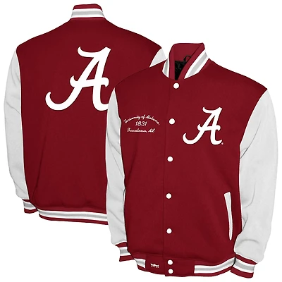 Men's Franchise Club Crimson Alabama Tide Fleece Varsity Full-Snap Jacket