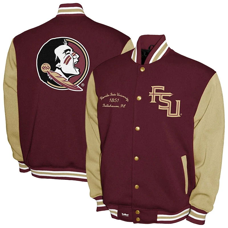 Men's Franchise Club Garnet Florida State Seminoles Fleece Varsity Full-Snap Jacket