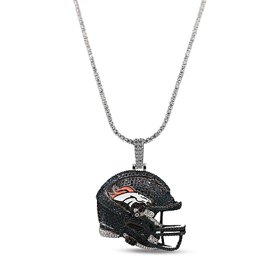 The GLD Shop Denver Broncos 14K White Gold Logo Pendant & 20" Tennis Chain