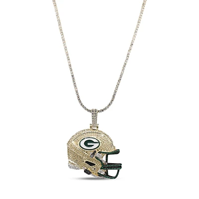 The GLD Shop Green Bay Packers 18K Yellow Gold Logo Pendant & 20" Tennis Chain