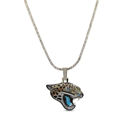 The GLD Shop Jacksonville Jaguars 18K Yellow Gold Logo Pendant & 20" Tennis Chain