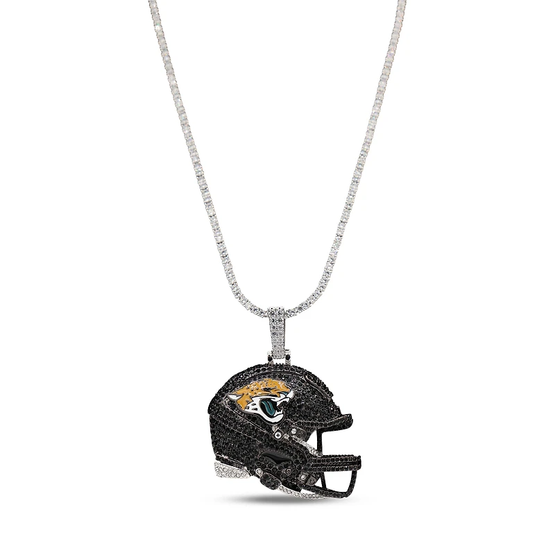 The GLD Shop Jacksonville Jaguars 14K White Gold Logo Pendant & 20" Tennis Chain