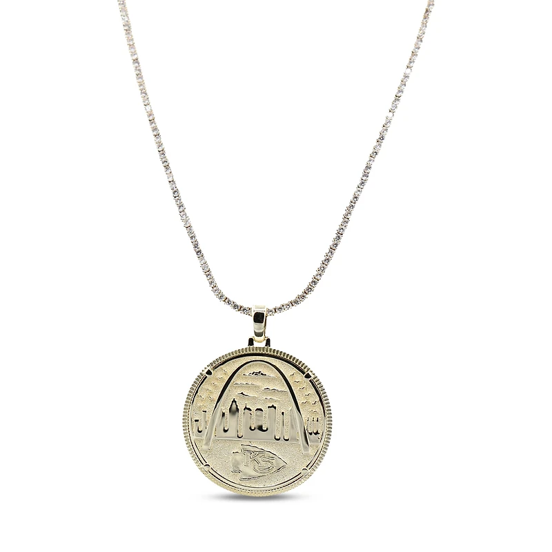 The GLD Shop Kansas City Chiefs 18K Yellow Gold Logo Pendant & 20" Tennis Chain