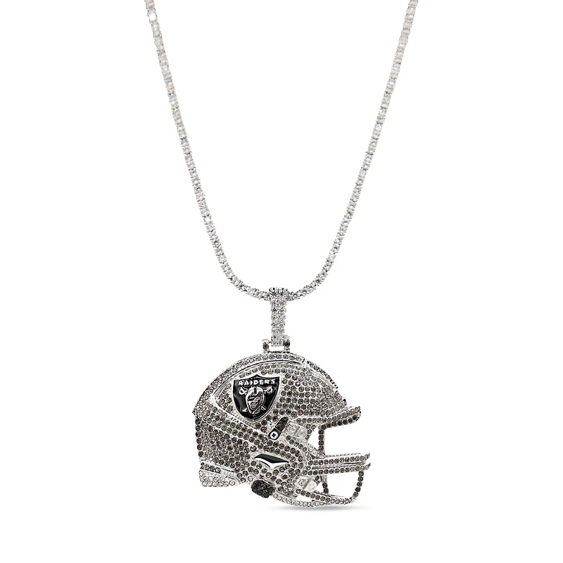 GLD Las Vegas Raiders 14K White Gold Logo Pendant & 20" Tennis Chain