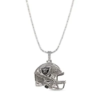 GLD Las Vegas Raiders 14K White Gold Logo Pendant & 20" Tennis Chain