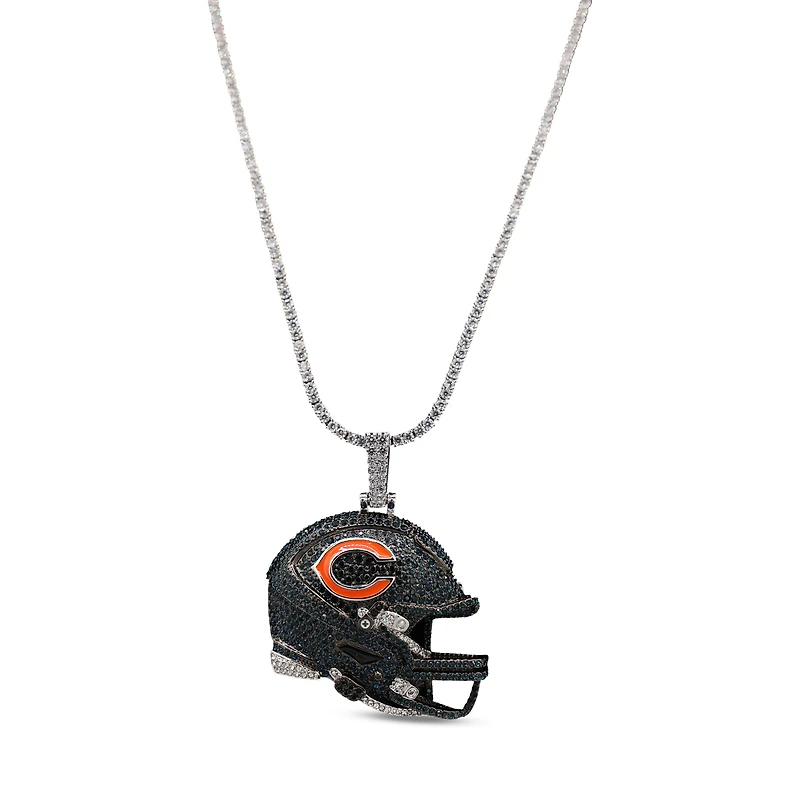 GLD Chicago Bears 14K White Gold Logo Pendant & 20" Tennis Chain