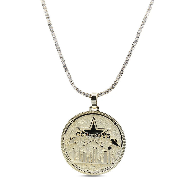 The GLD Shop Dallas Cowboys 18K Yellow Gold Logo Pendant & 20" Tennis Chain