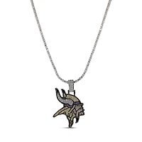 The GLD Shop Minnesota Vikings 14K White Gold Logo Pendant & 20" Tennis Chain