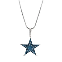 The GLD Shop Dallas Cowboys 14K White Gold Logo Pendant & 20" Tennis Chain
