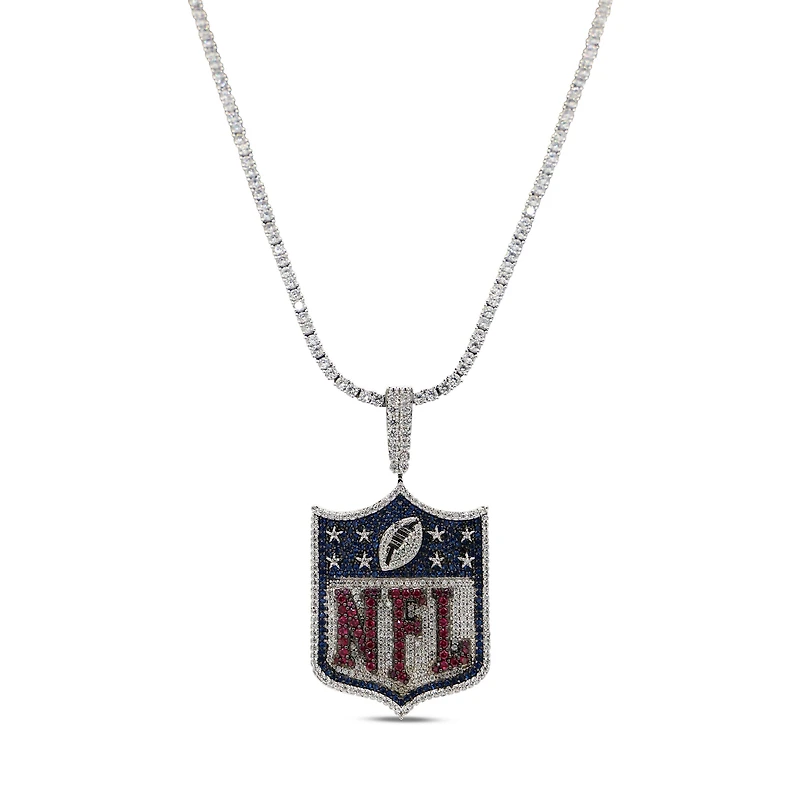 The GLD Shop NFL Multi-Team 14K White Gold Logo Pendant & 20" Tennis Chain