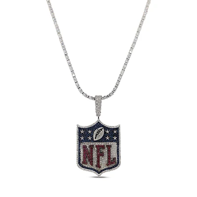 GLD NFL 14K White Gold Logo Pendant & 20" Tennis Chain