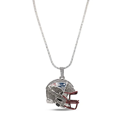GLD New England Patriots 14K White Gold Logo Pendant & 20" Tennis Chain