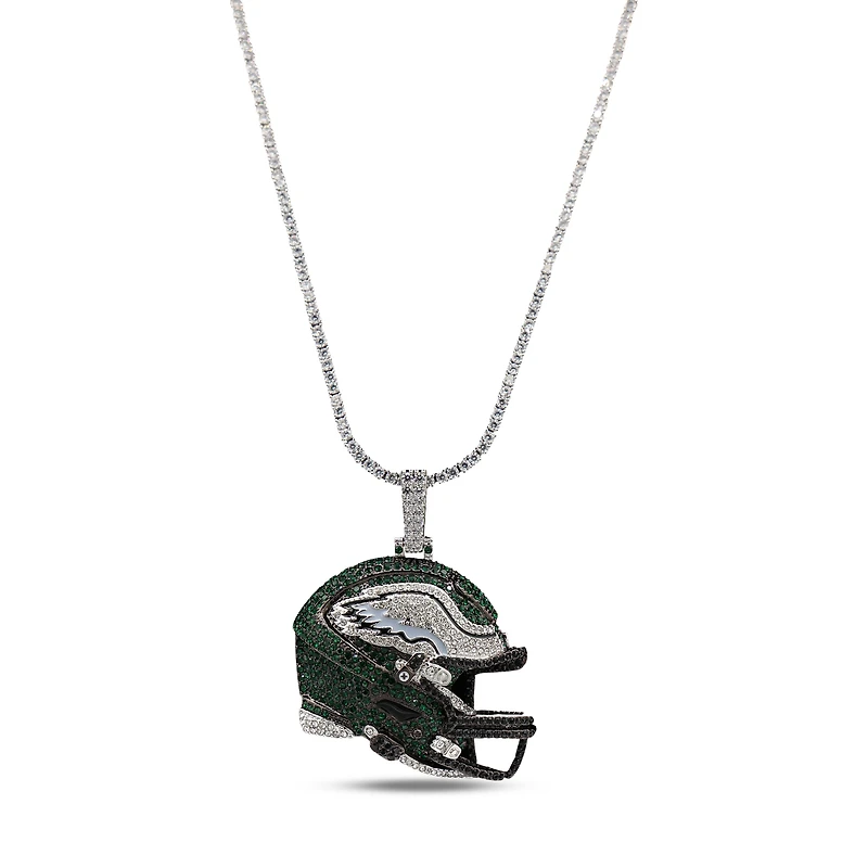 GLD Philadelphia Eagles 14K White Gold Logo Pendant & 20" Tennis Chain