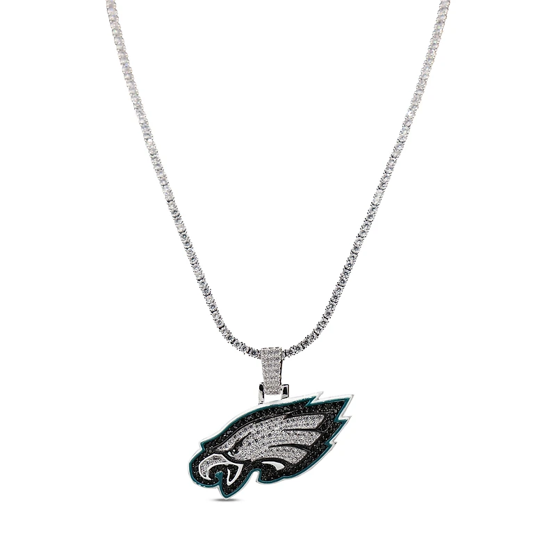 The GLD Shop Philadelphia Eagles 14K White Gold Logo Pendant & 20" Tennis Chain