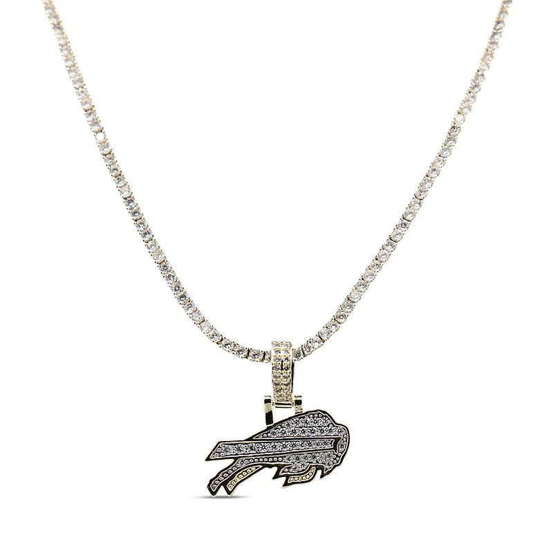 The GLD Shop Buffalo Bills 18K Yellow Gold Logo Pendant & 20" Tennis Chain