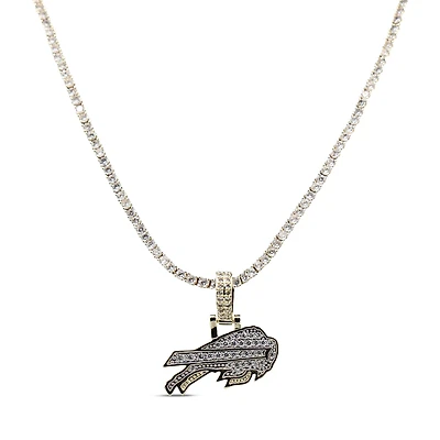 The GLD Shop Buffalo Bills 18K Yellow Gold Logo Pendant & 20" Tennis Chain
