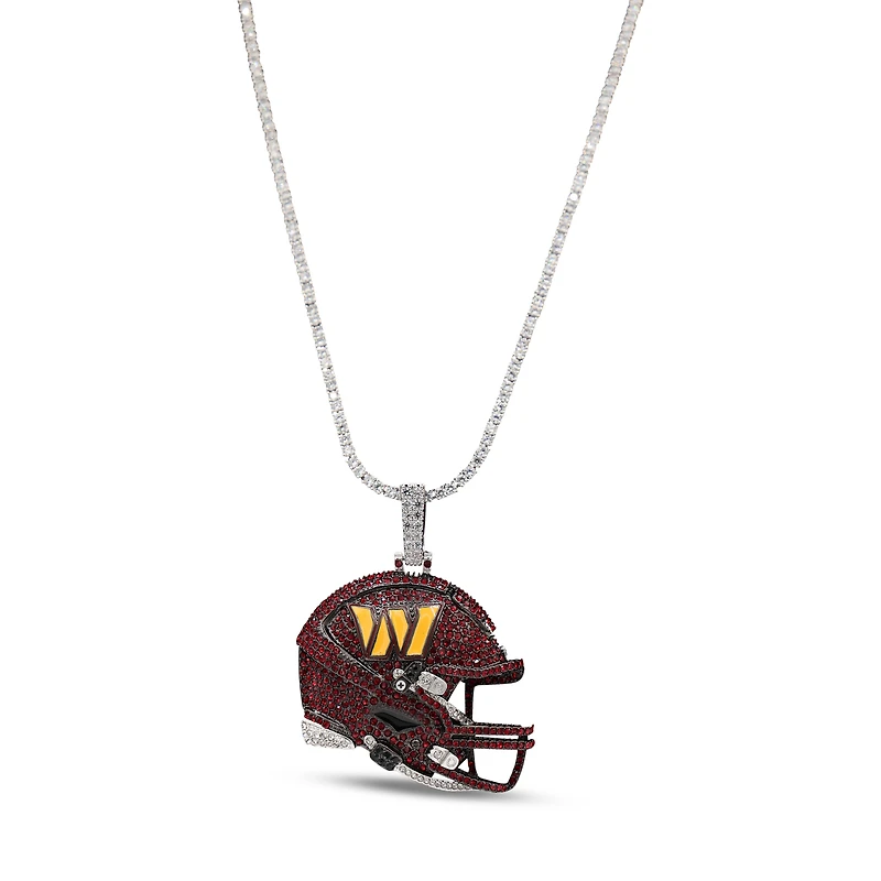 The GLD Shop Washington Commanders 14K White Gold Logo Pendant & 20" Tennis Chain