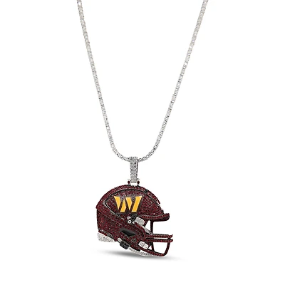 The GLD Shop Washington Commanders 14K White Gold Logo Pendant & 20" Tennis Chain