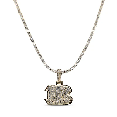 The GLD Shop Cincinnati Bengals 18K Yellow Gold Logo Pendant & 20" Tennis Chain