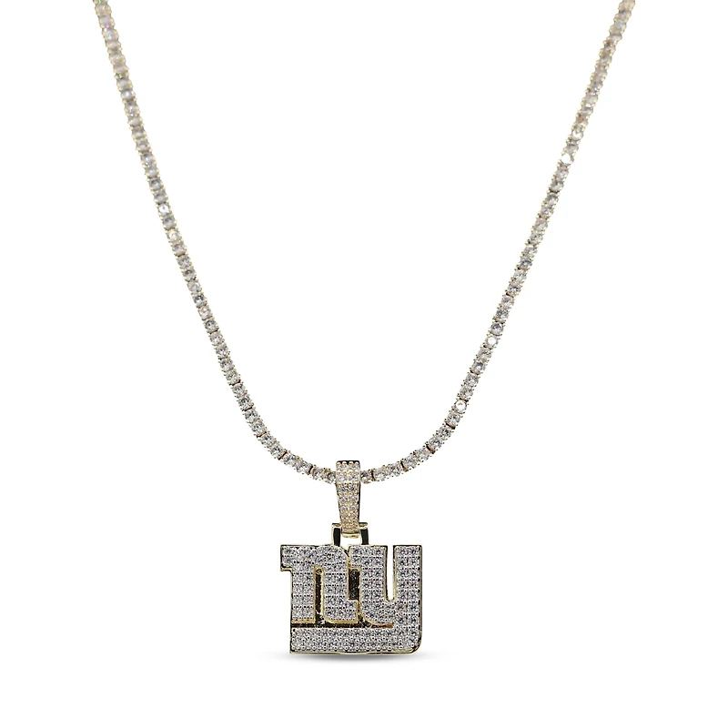 The GLD Shop New York Giants 18K Yellow Gold Logo Pendant & 20" Tennis Chain