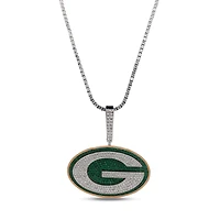 GLD Green Bay Packers 14K White Gold Logo Pendant & 20" Tennis Chain