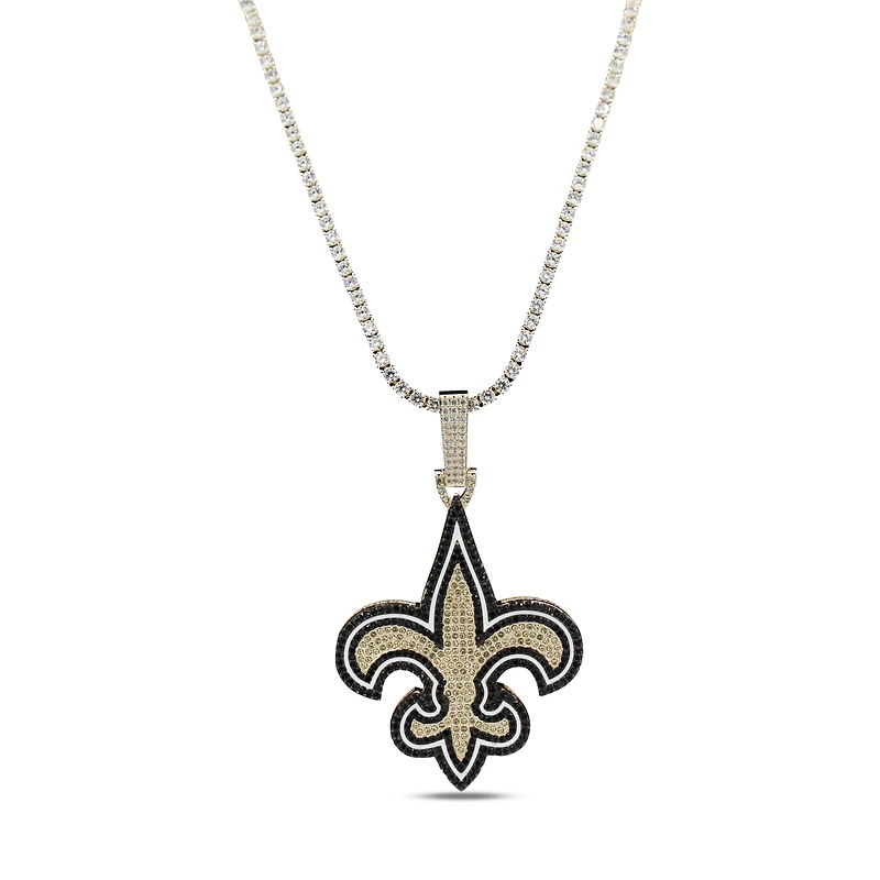 The GLD Shop New Orleans Saints 18K Yellow Gold Logo Pendant & 20" Tennis Chain