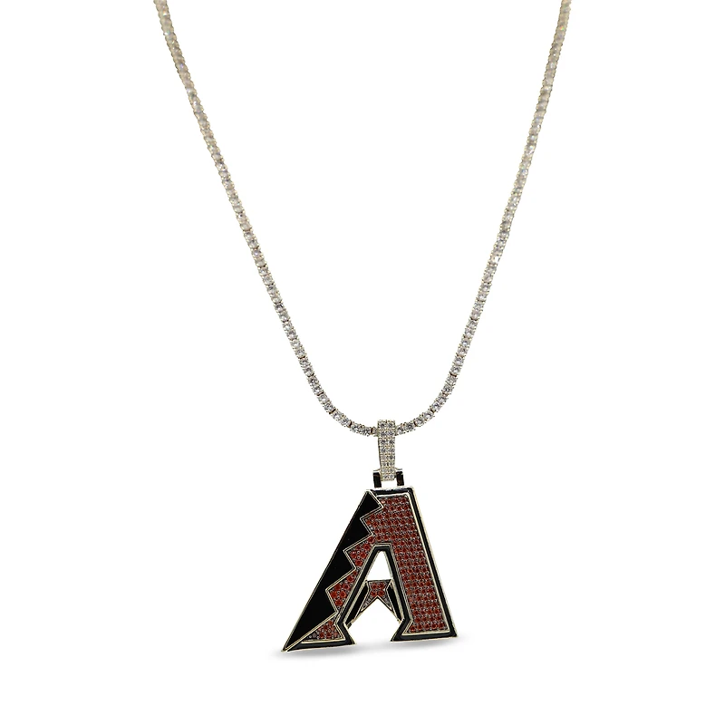 The GLD Shop Arizona Diamondbacks 18K Yellow Gold Logo Pendant & 20" Tennis Chain