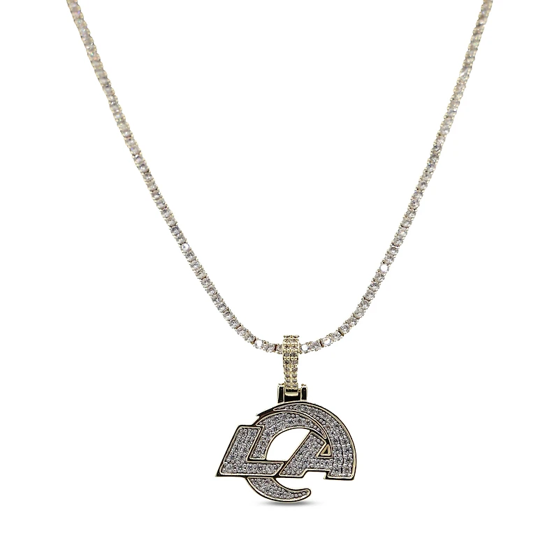 The GLD Shop Los Angeles Rams 18K Yellow Gold Logo Pendant & 20" Tennis Chain