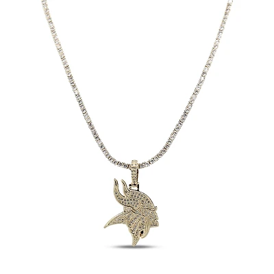 The GLD Shop Minnesota Vikings 18K Yellow Gold Logo Pendant & 20" Tennis Chain