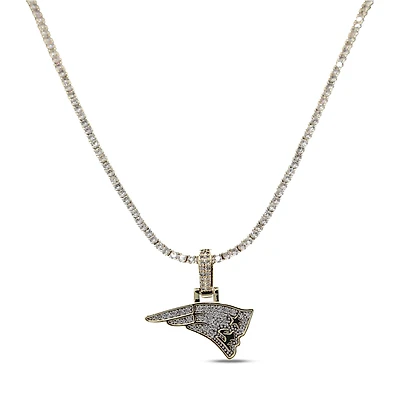 The GLD Shop New England Patriots 18K Yellow Gold Logo Pendant & 20" Tennis Chain
