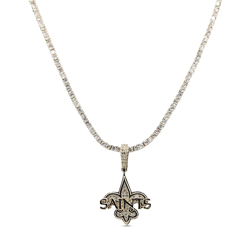 The GLD Shop New Orleans Saints 18K Yellow Gold Logo Pendant & 20" Tennis Chain